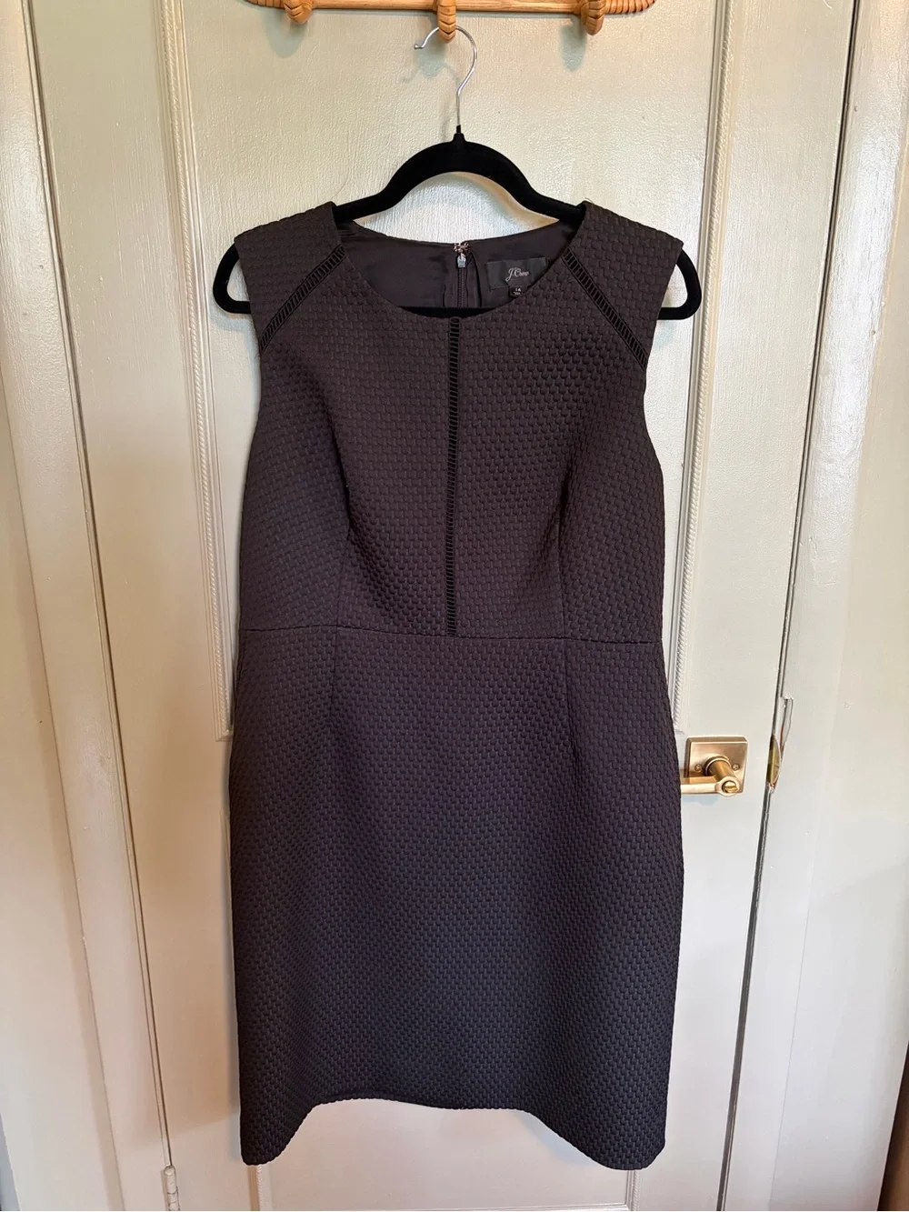 J. Crew Black Textured Sleeveless Sheath Midi Dress
